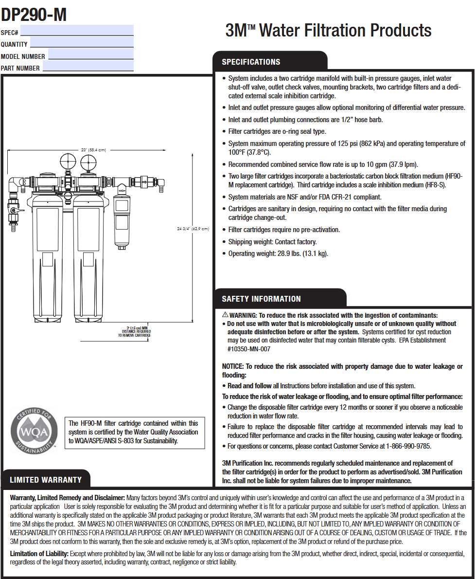 DP290 Specifications
